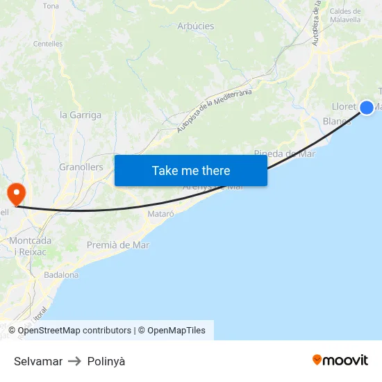 Selvamar to Polinyà map