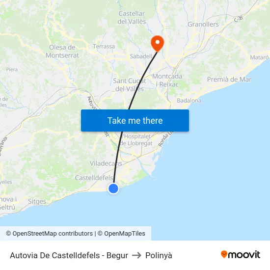 Autovia De Castelldefels - Begur to Polinyà map