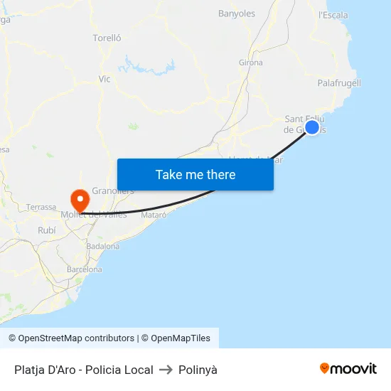 Platja D'Aro - Policia Local to Polinyà map