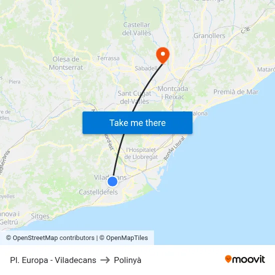 Pl. Europa - Viladecans to Polinyà map