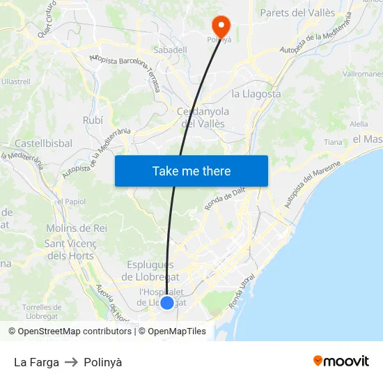 La Farga to Polinyà map