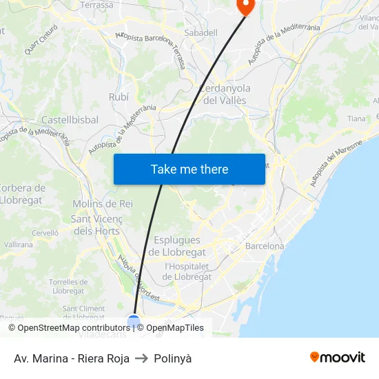 Av. Marina - Riera Roja to Polinyà map