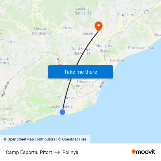 Camp Esportiu Pitort to Polinyà map