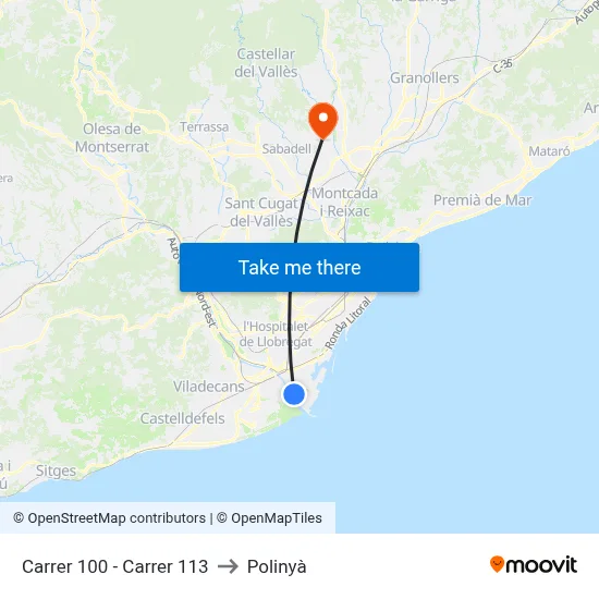 Carrer 100 - Carrer 113 to Polinyà map