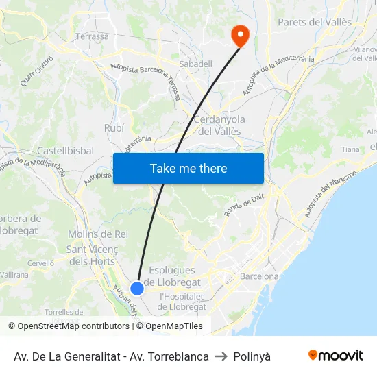 Av. De La Generalitat - Av. Torreblanca to Polinyà map