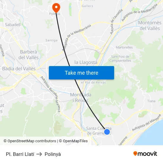 Pl. Barri Llatí to Polinyà map