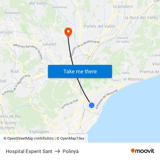 Hospital Esperit Sant to Polinyà map