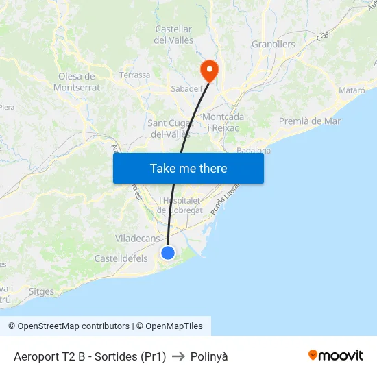 Aeroport T2b - Sortides to Polinyà map