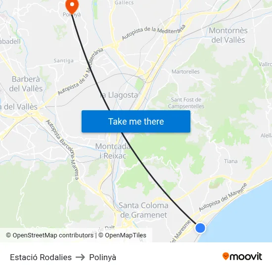 Estació Rodalies to Polinyà map