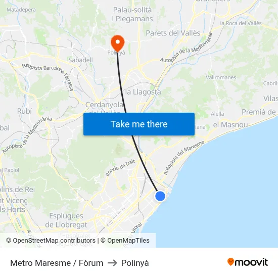 Metro Maresme / Fòrum to Polinyà map