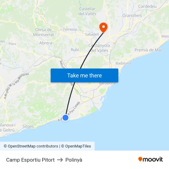 Camp Esportiu Pitort to Polinyà map