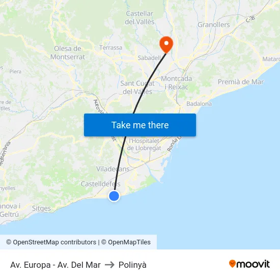 Av. Europa - Av. Del Mar to Polinyà map