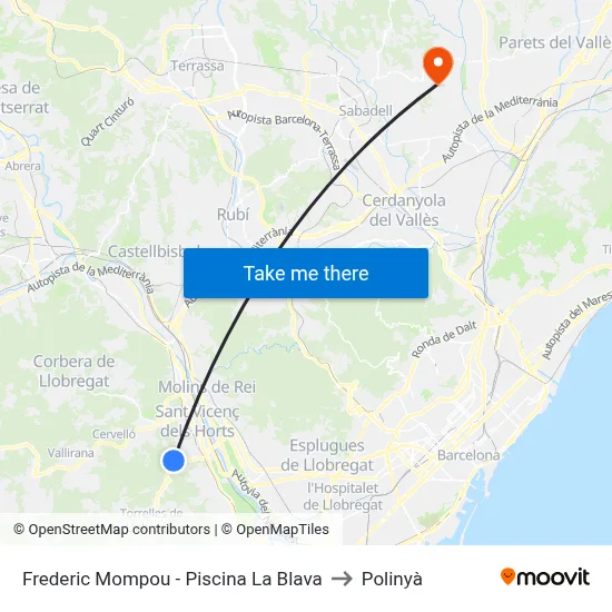 Frederic Mompou - Piscina La Blava to Polinyà map