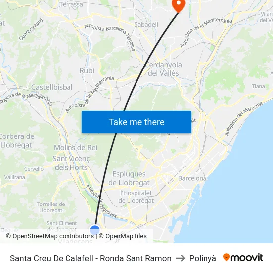 Santa Creu De Calafell - Ronda Sant Ramon to Polinyà map