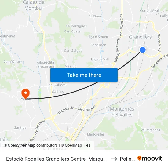 Estació Rodalies Granollers Centre- Marquesina C to Polinyà map