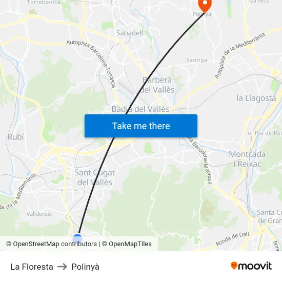 La Floresta to Polinyà map