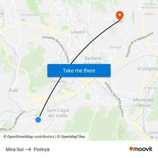 Mira-Sol to Polinyà map