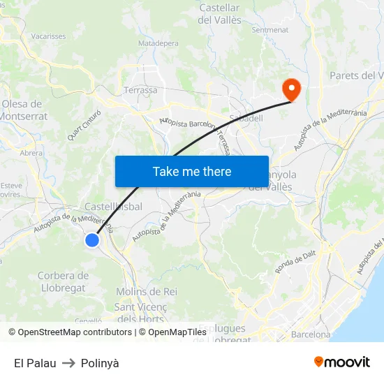 El Palau to Polinyà map