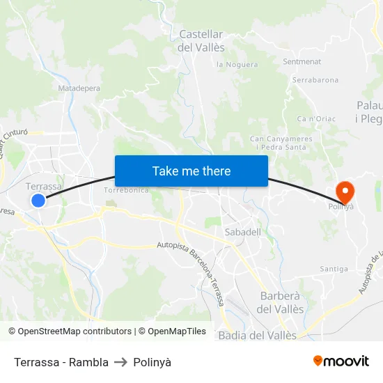 Terrassa - Rambla to Polinyà map