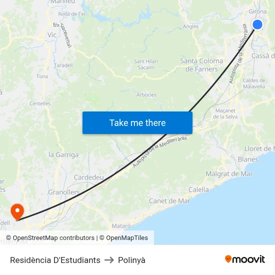 Residència D'Estudiants to Polinyà map