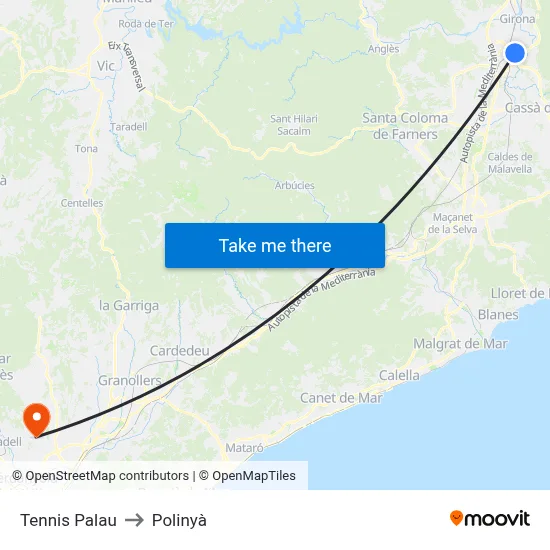 Tennis Palau to Polinyà map