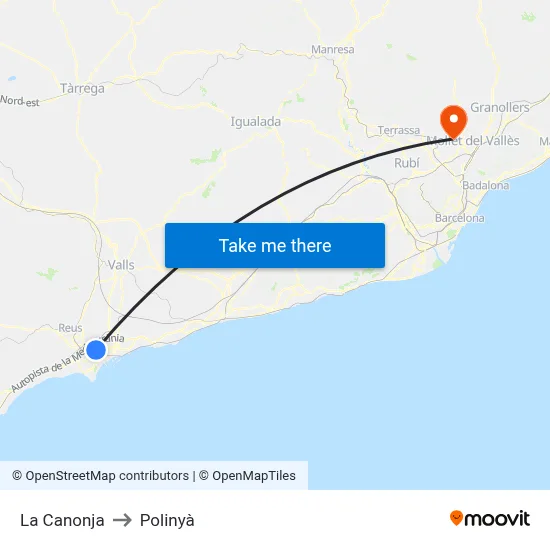 La Canonja to Polinyà map