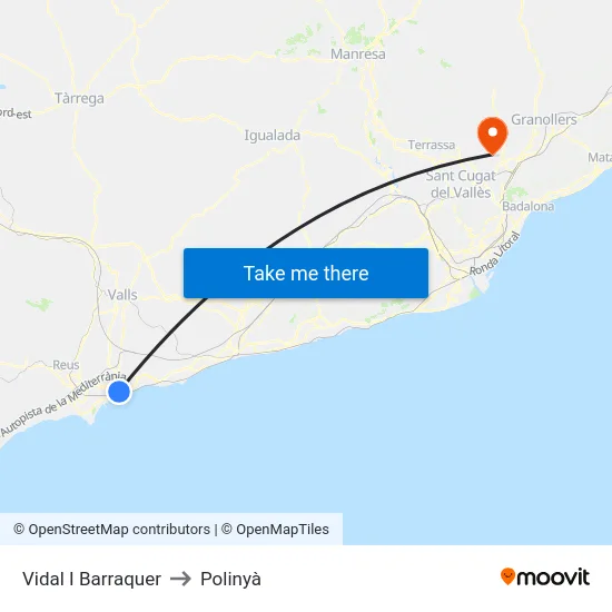 Vidal I Barraquer to Polinyà map
