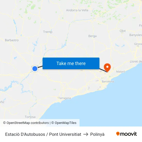 Estaciò D'Autobusos / Pont Universitiat to Polinyà map