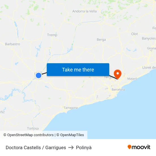 Doctora Castells / Garrigues to Polinyà map