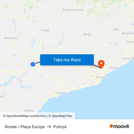 Ronda / Plaça Europa to Polinyà map