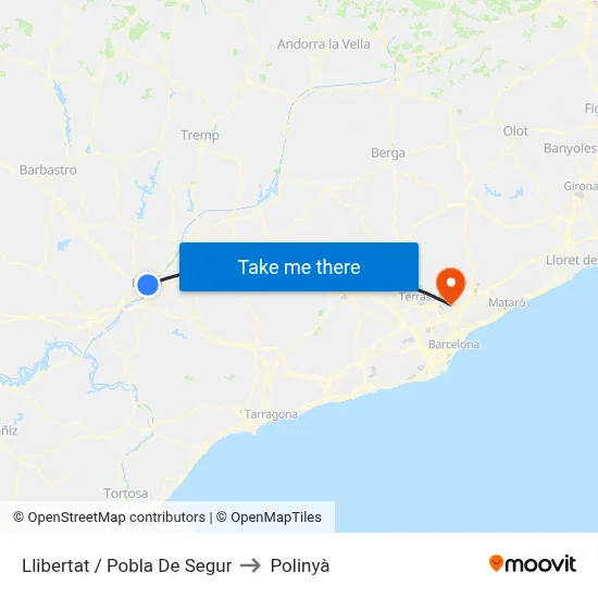 Llibertat / Pobla De Segur to Polinyà map