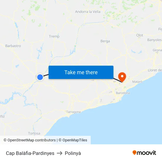 Cap Balàfia-Pardinyes to Polinyà map