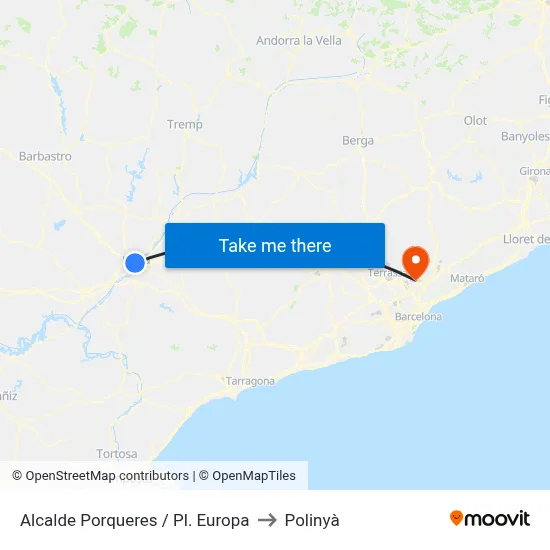 Alcalde Porqueres / Pl. Europa to Polinyà map