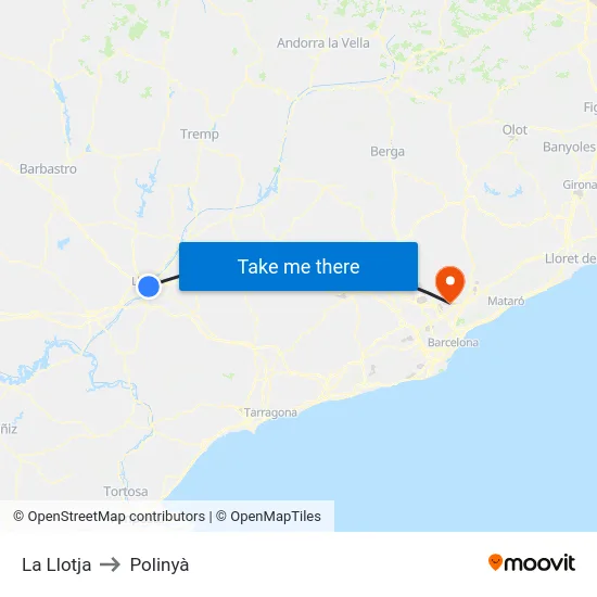 La Llotja to Polinyà map