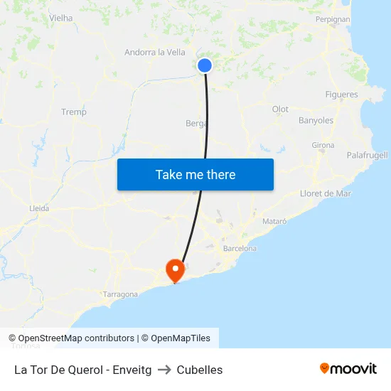 La Tor De Querol - Enveitg to Cubelles map