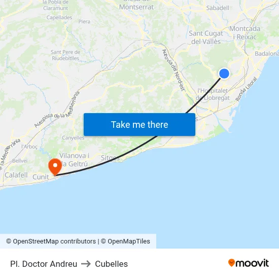 Pl. Doctor Andreu to Cubelles map