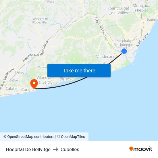 Hospital De Bellvitge to Cubelles map