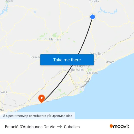 Estació D'Autobusos De Vic to Cubelles map