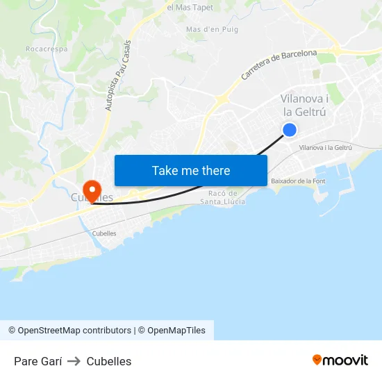 Pare Garí to Cubelles map