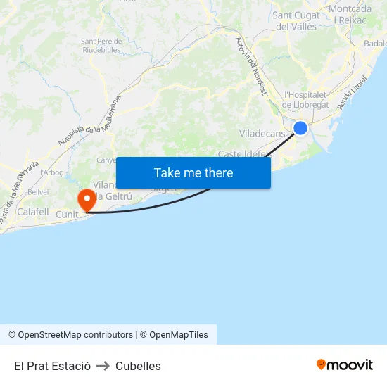 El Prat Estació to Cubelles map