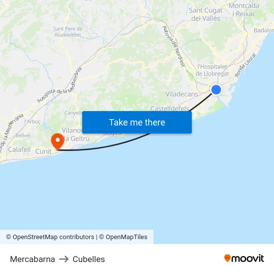 Mercabarna to Cubelles map