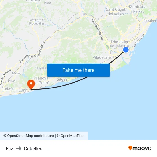 Fira to Cubelles map