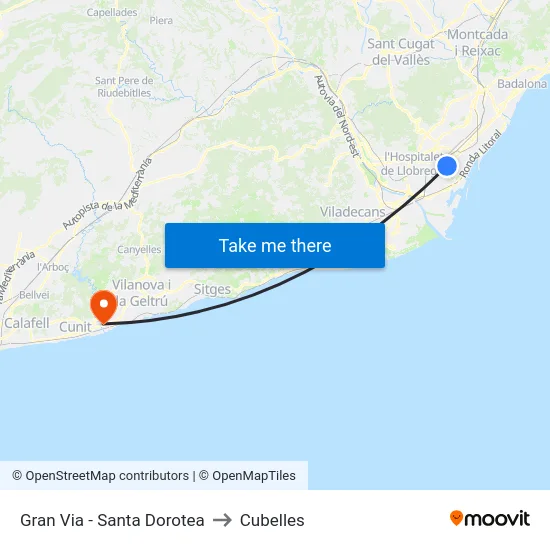Gran Via - Santa Dorotea to Cubelles map
