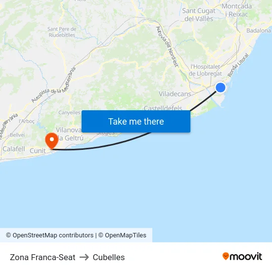 Zona Franca-Seat to Cubelles map