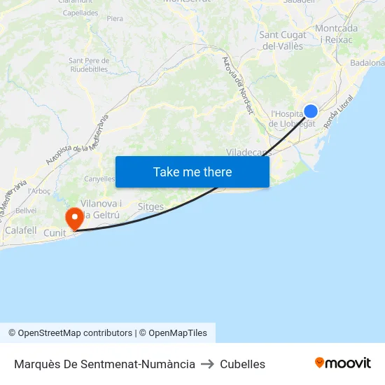 Marquès De Sentmenat-Numància to Cubelles map