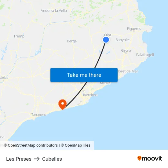Les Preses to Cubelles map
