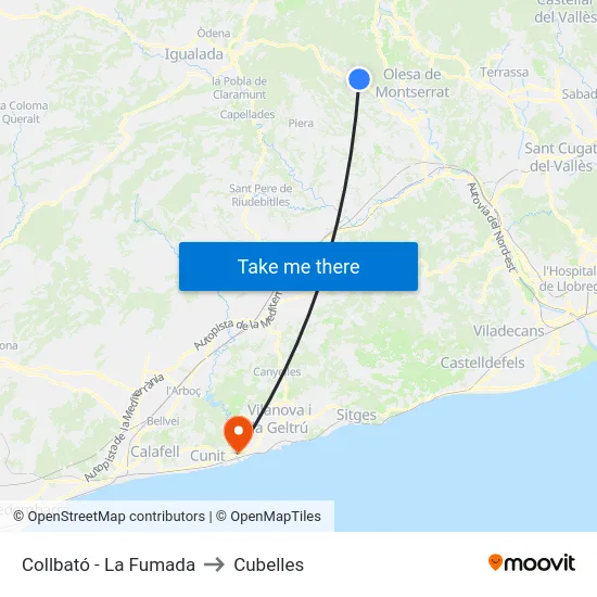 Collbató - La Fumada to Cubelles map