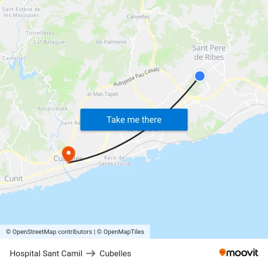Hospital Sant Camil to Cubelles map