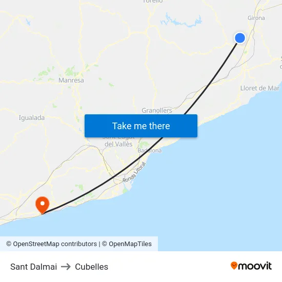 Sant Dalmai to Cubelles map