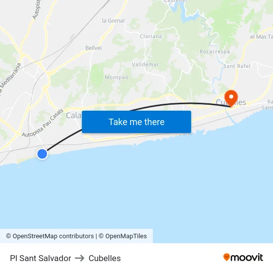 Pl Sant Salvador to Cubelles map